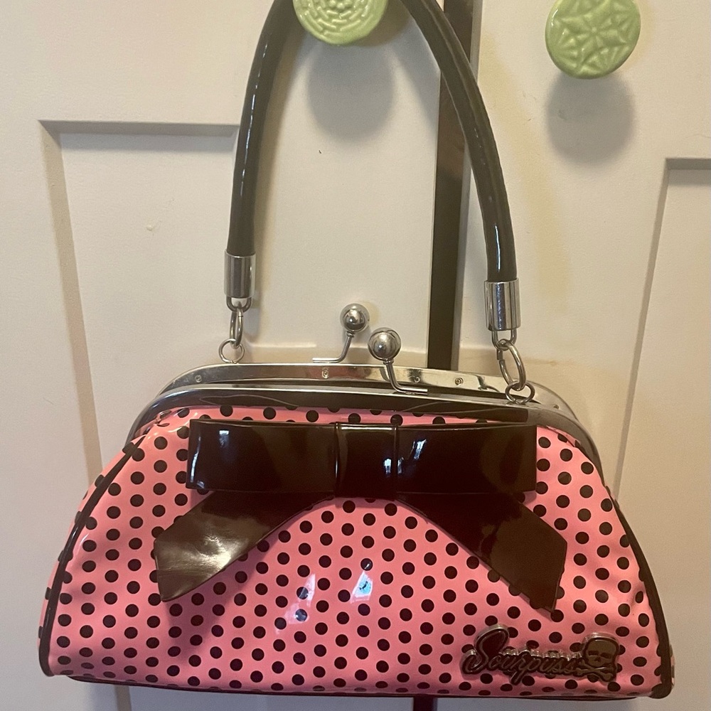 Sourpuss Floozy Pin Up Retro Rockabilly Purse Polka dots & bows.